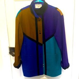 Vintage Colorblock Wool Coat